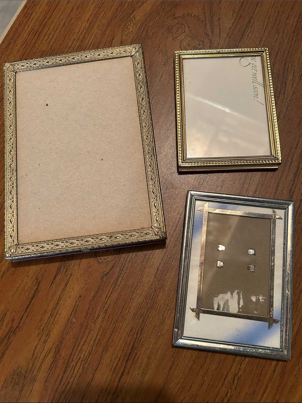 Lot of three Vintage Brass and Silver Decorative Picture Frames